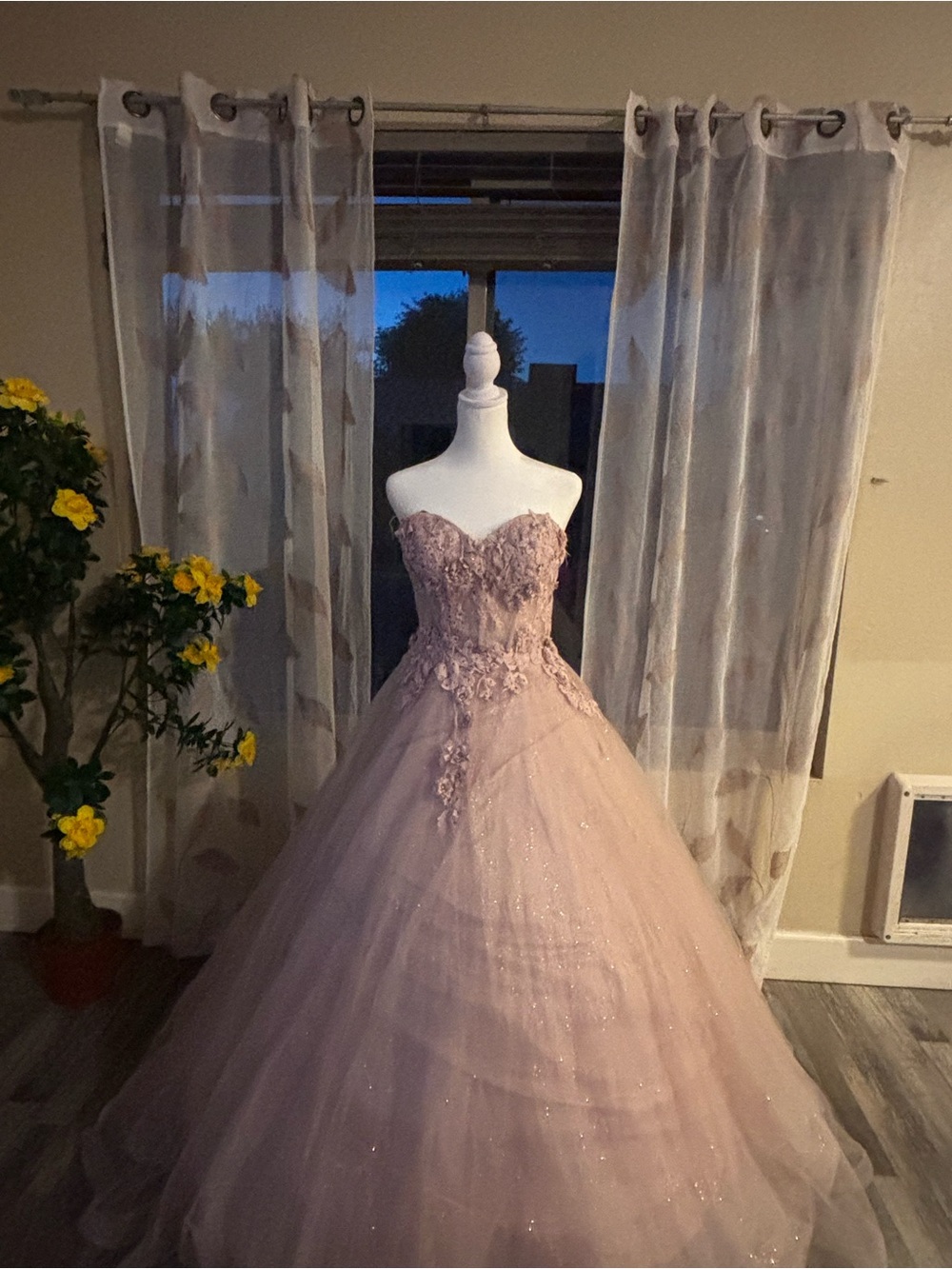Cinderella Blush Pink and Ivory Strapless Ball Gown